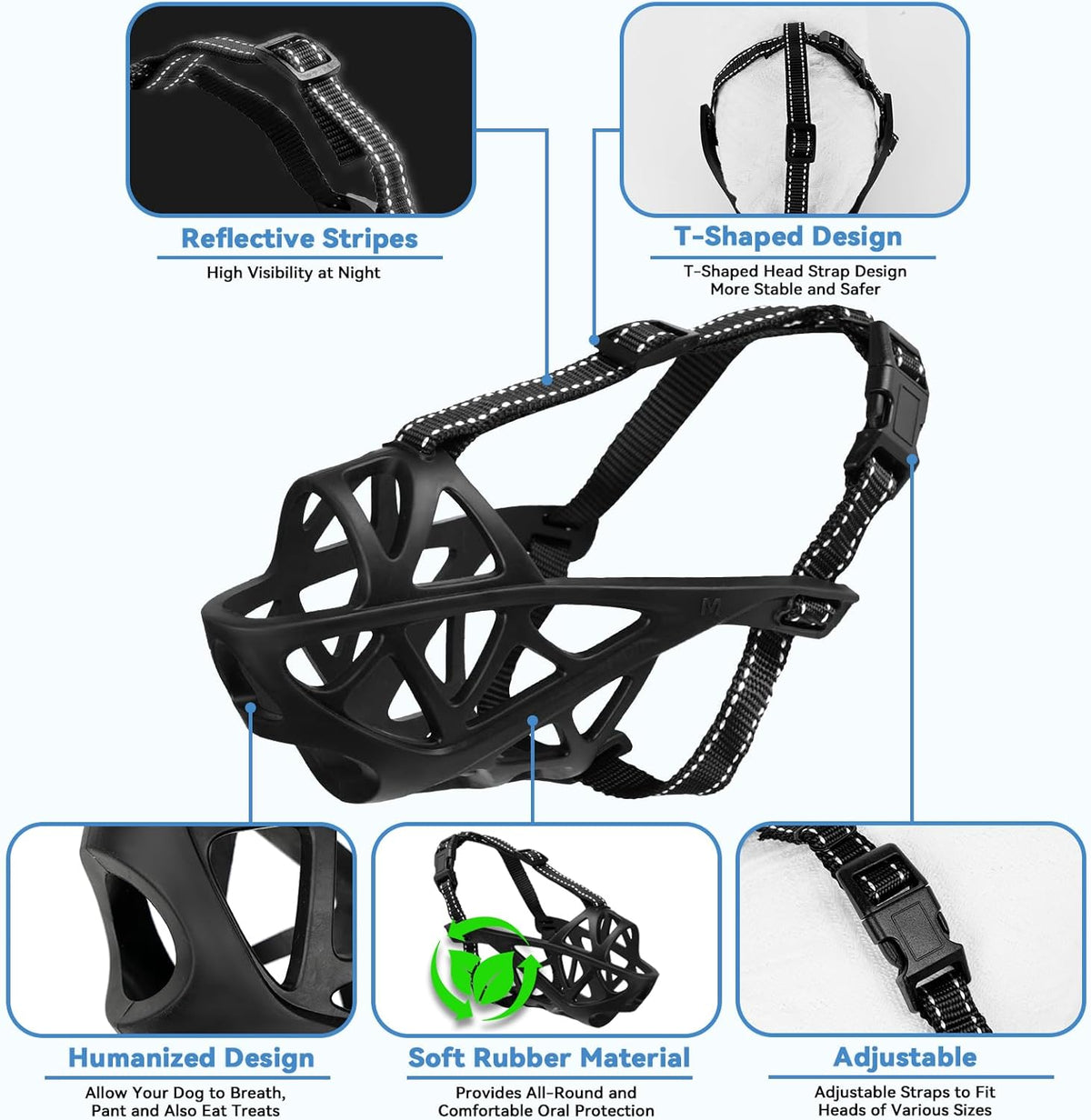 Dog Muzzle for Large Dogs, Medium and X-Large Aggressive Dog, Breathable Basket Muzzles, Suitable