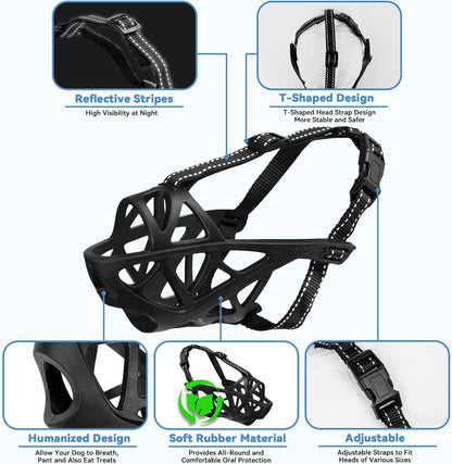 Dog Muzzle for Large Dogs, Medium and X-Large Aggressive Dog, Breathable Basket Muzzles, Suitable