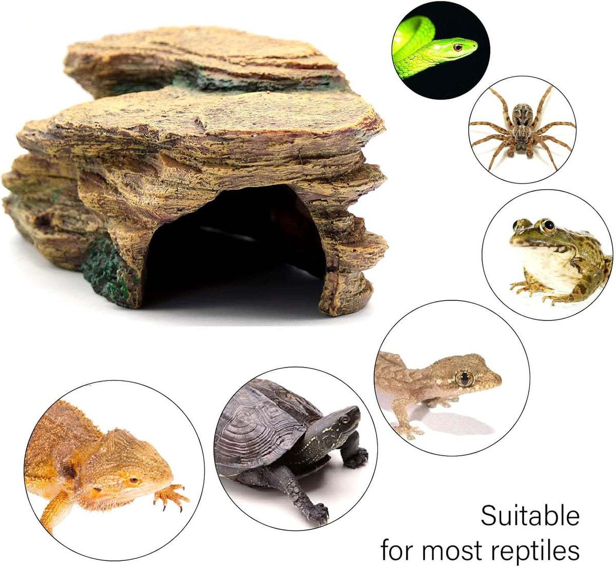 Turtle Basking Platform Shale Scape Step Ledge, Reptile Cave Hideout Turtle Tank Accessories