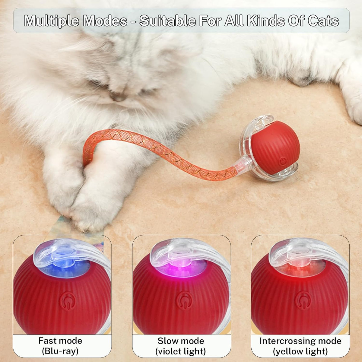 New Upgraded Cat Ball Toy - Speedy Tail 2.0 Cat Toy, Interactive Cat Toy Ball, Stimulating Toys and