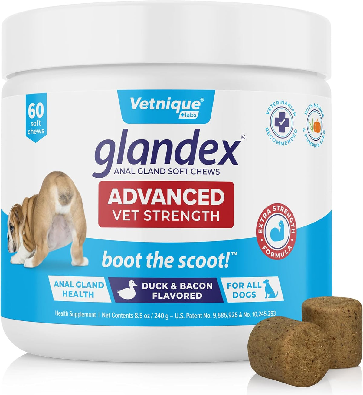 Vetnique Glandex Anal Gland Soft Chew Treats with Pumpkin for Dogs Digestive Enzymes, Probiotics