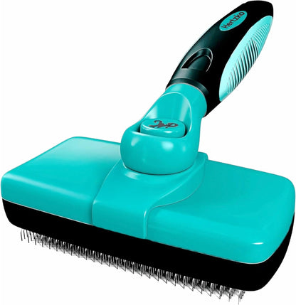 Hertzko Dog Brush for Shedding - Self Cleaning Slicker Brush for Dogs and Cats - Gently Removes