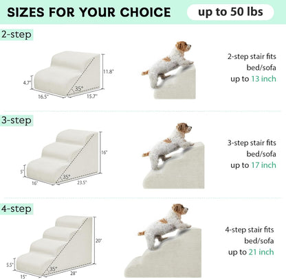 Dog Stairs & Steps for High Beds, 2 Steps High Density Foam Waterproof Dog Ramp for Small Dogs and