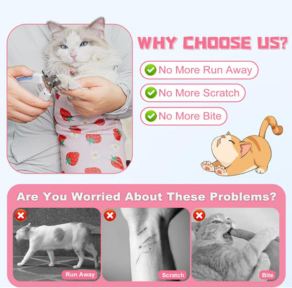 Supet Cat Grooming Wrap for Cutting Nails, 2025 Self-Adherent Cat Wrap, Anti-Escape Calming Cat