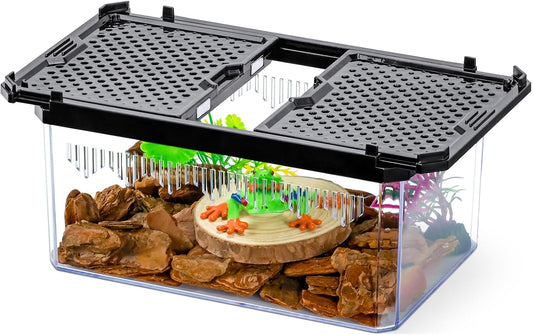 High-Transparency Reptile & Insect Enclosure Terrarium with Magnetic Door, Excellent Ventilation