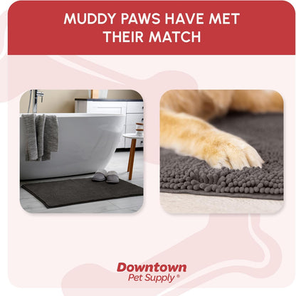 My Doggy Place Microfiber Dog Mat for Muddy Paws, 60" x 36" Ash - Non-Slip, Absorbent and