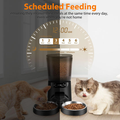 Automatic Cat Feeders for Two Cats, 5L/20 Cups Double Automatic Cat Food Dispenser with 2 Stainless