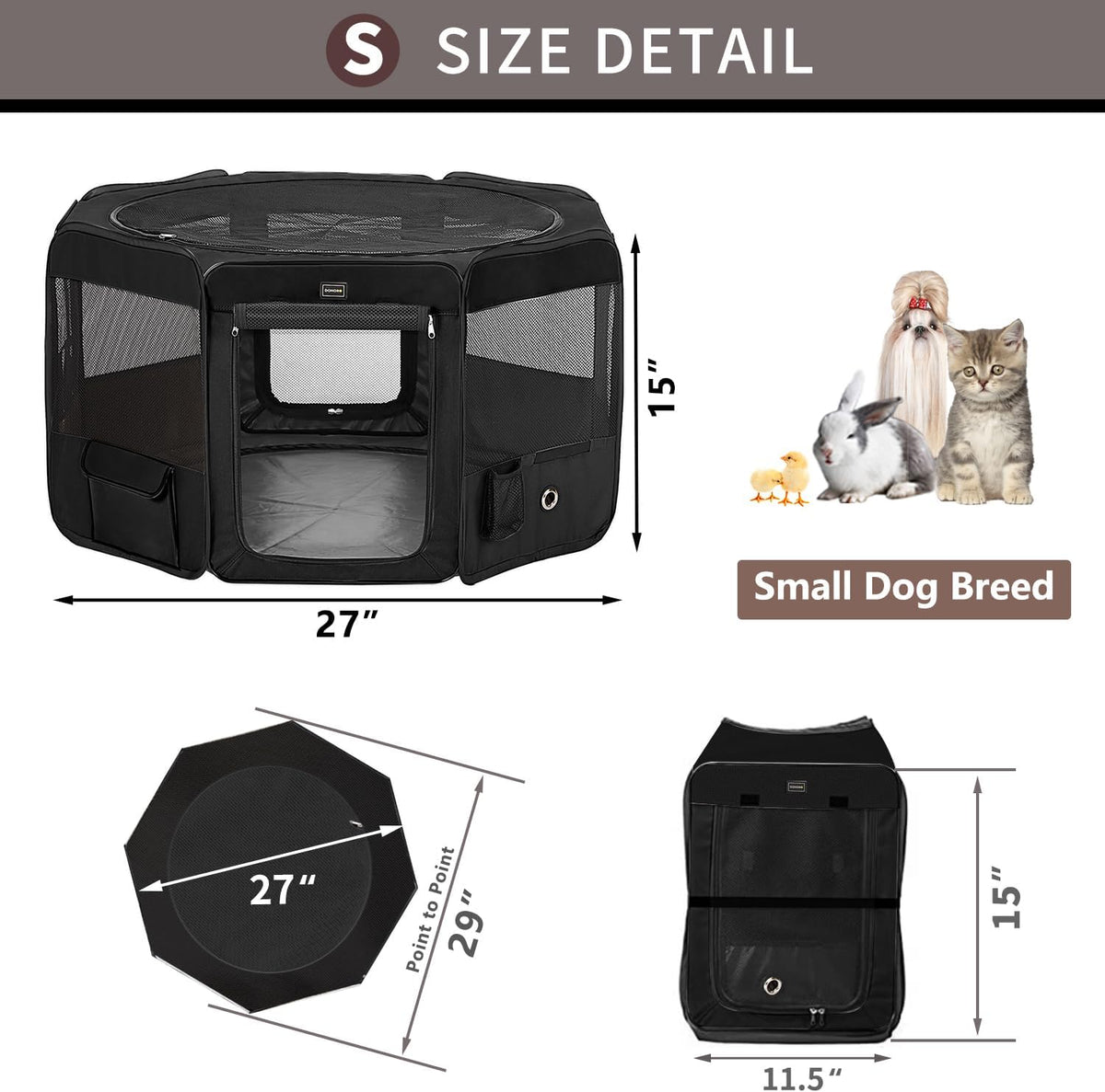 DONORO Dog Playpen Portable Pet Play Pens for Small Dog/Cat/Rabbit/Chicks, Cat Playpen