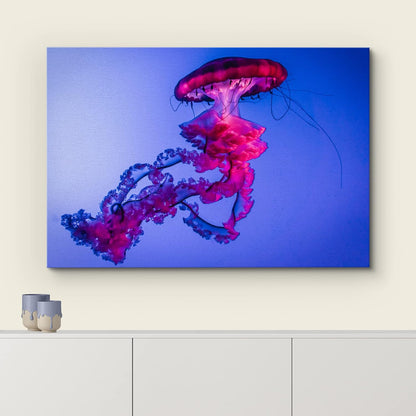 wall26 Canvas Print Wall Art Vibrant Neon Hot Pink Underwater Jellyfish Nature Animals Photography