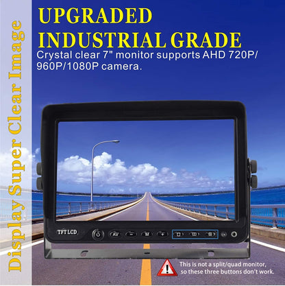 AHD 1080P 7" Reverse Rear View Backup Dual Camera System, Two Cameras with Night Vision Waterproof