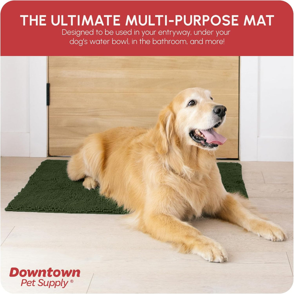 My Doggy Place Microfiber Dog Mat for Muddy Paws, 36" x 26" Chive - Absorbent and Quick-Drying Dog