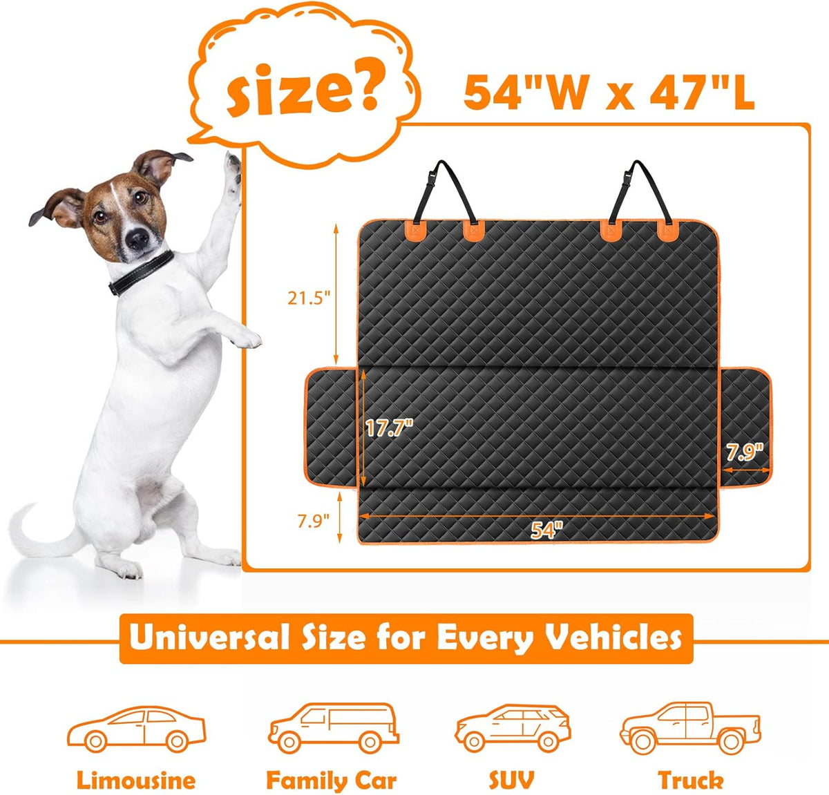 MIXJOY Dog Seat Cover for Back Seat Waterproof Dog Seat Covers for Cars, Car Seat Protector for