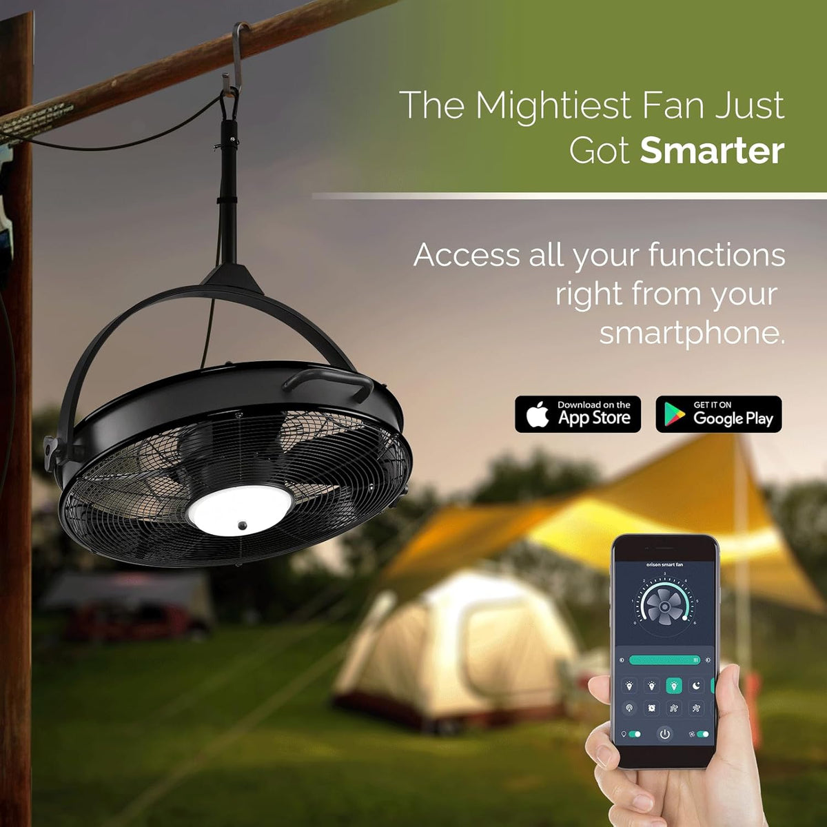 Orison 24.8'' Waterproof Outdoor Ceiling Fan, 6 Speed Ceiling Mounted Plug-In Cord Garage Fan with