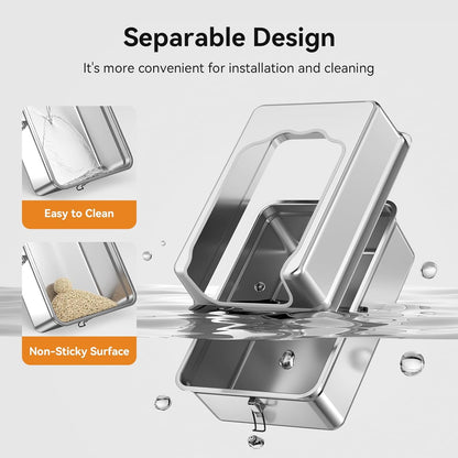 All-Metal 28" Extra Large Stainless Steel Cat Litter Boxes with Lid Metal Cat Litterbox Pan for Big