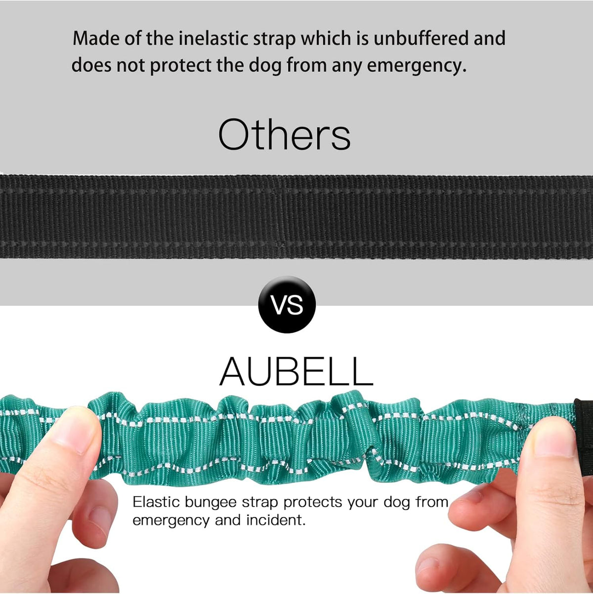 AUBELL Dog Seat Belt for Car,2 Pack Set 3-in-1 Adjustable Reflective Bungee Heavy Duty Dog Car