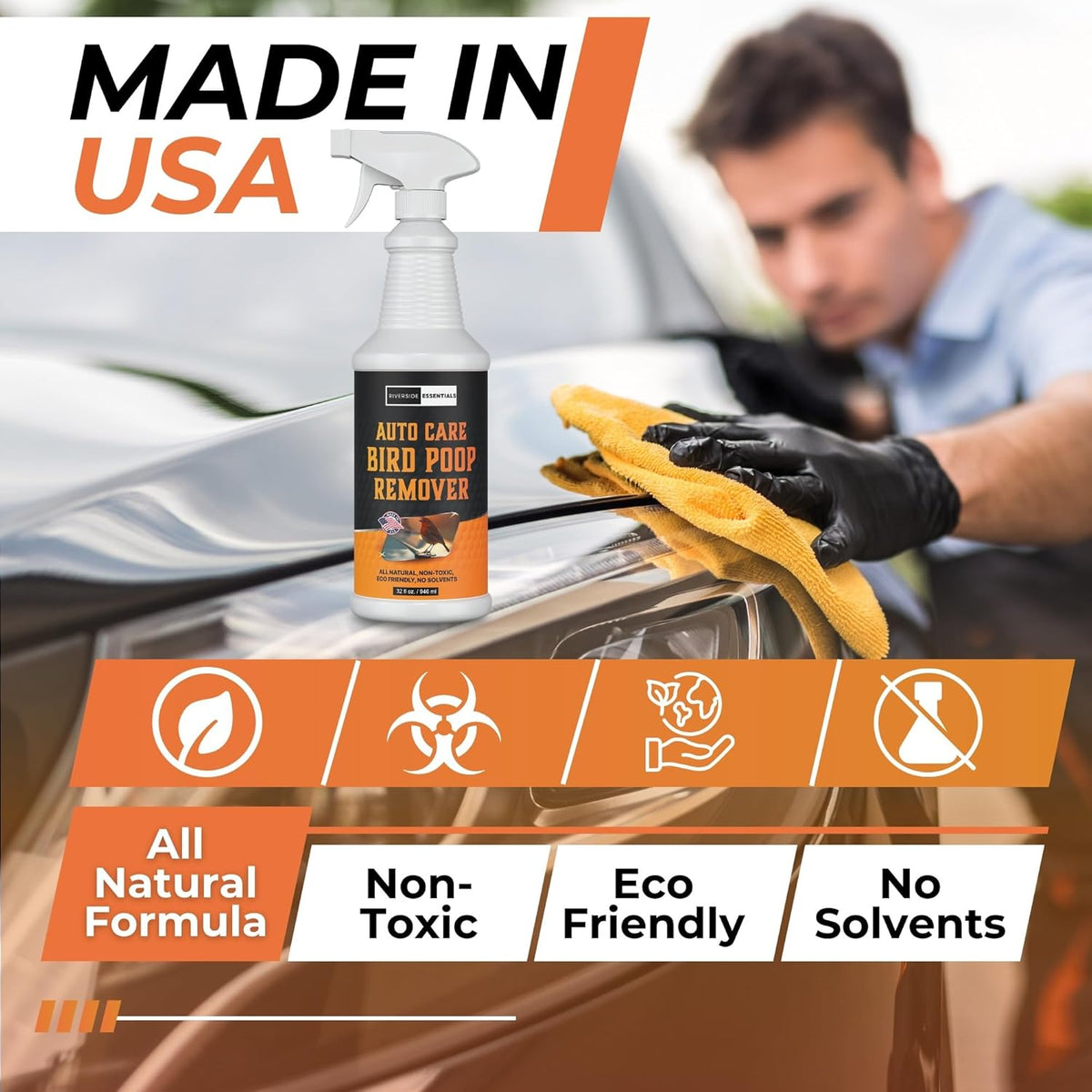 32oz Heavy Duty Bird Poop Remover & Stain Cleaner for Cars and Outdoor Vehicles - Powerful Stain