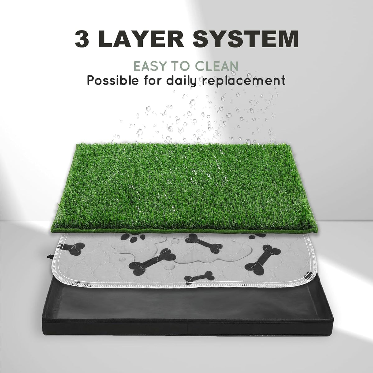 Dog Grass Pad with Foldable Dog Litter Box,Extra Large Liner Base for Balcony，Ultra-Absorbent