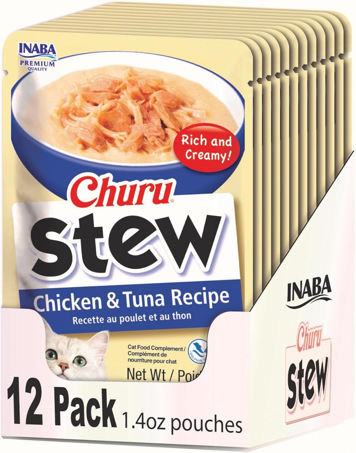 INABA Churu Stew for Cats, Side Dish Pouch with Vitamin E, 1.4 Ounces per Pouch, 12 Pouches