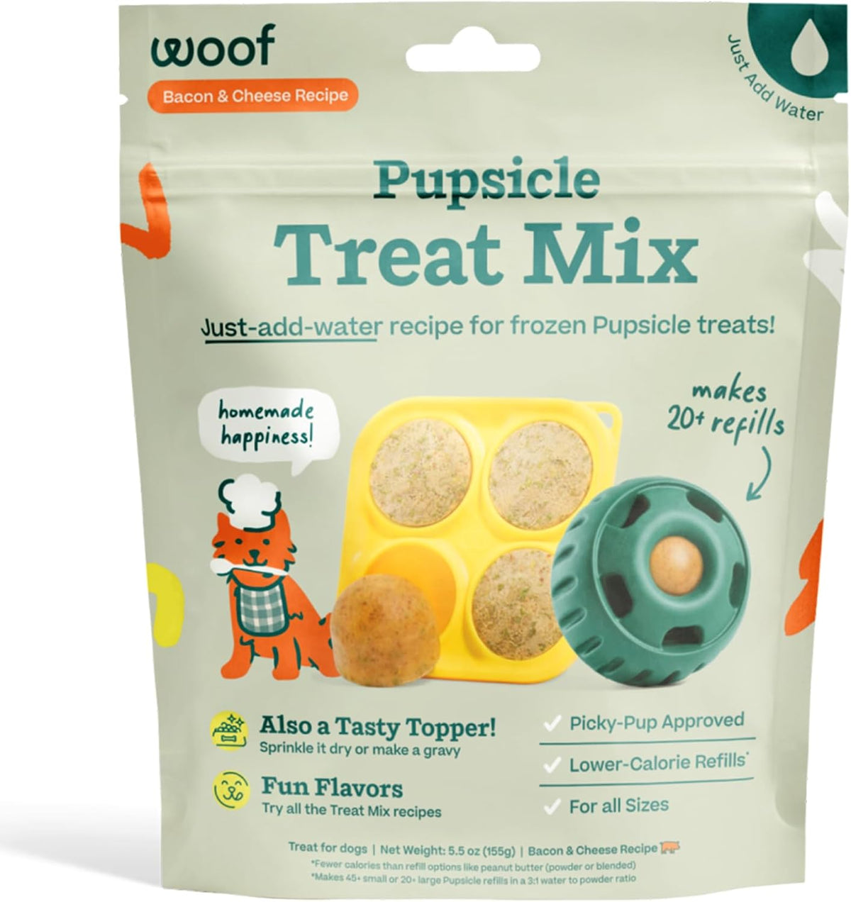 WOOF Dog Pupsicle Mix - Easy-to-Make DIY Pupsicle Refills - Tasty, Healthy Pupsicle Mix - Wholesome
