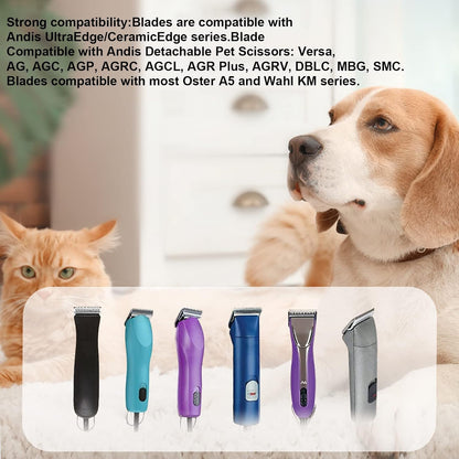 4PACK Dog Grooming Clipper Replacement Blades Compatible with Andis Pet Clipper/Oster A5/Wahl KM