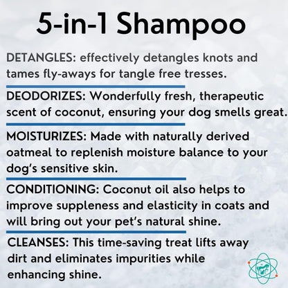 Gallon Bottle 5 in 1 Dog Shampoo for Itchy Skin - Sensitive Skin Dog Shampoo for Smelly Dogs - Dog