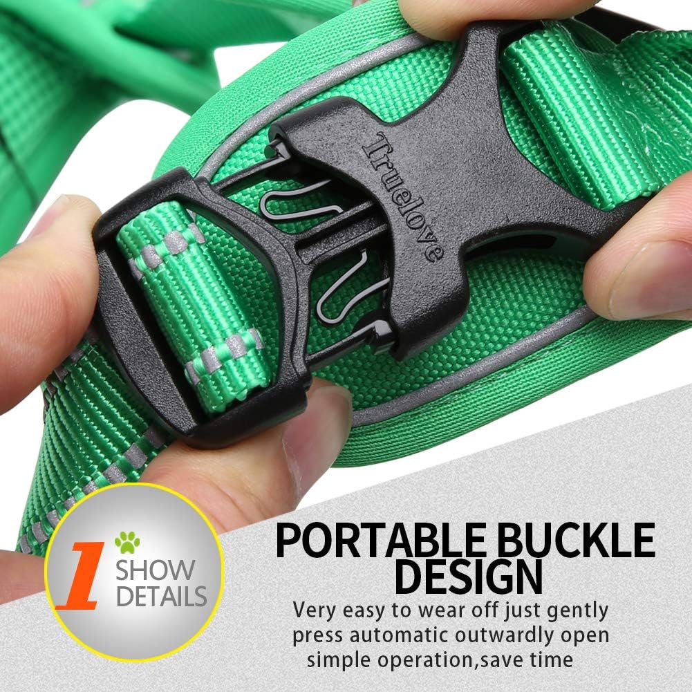 Truelove No Pull Dog Harness with Easy Control Handle and 2 Leash Attachments,Reflective Adjustable