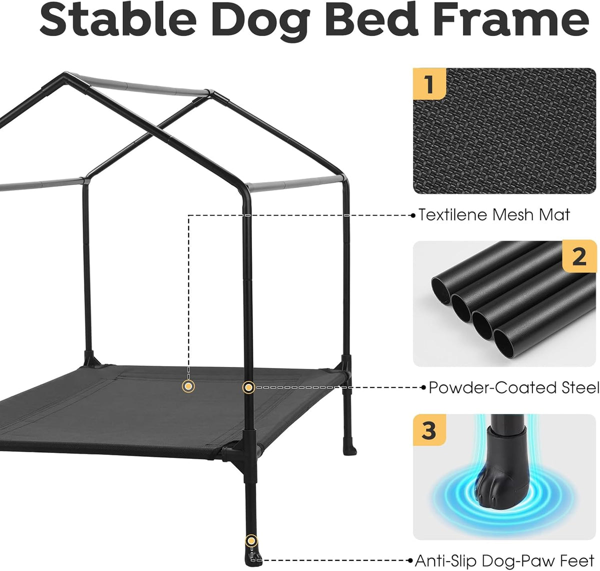 Veehoo 41" Dog House, 2-in-1 Large Dog House Outdoor Indoor Weatherproof, Outside Elevated Dog Cot