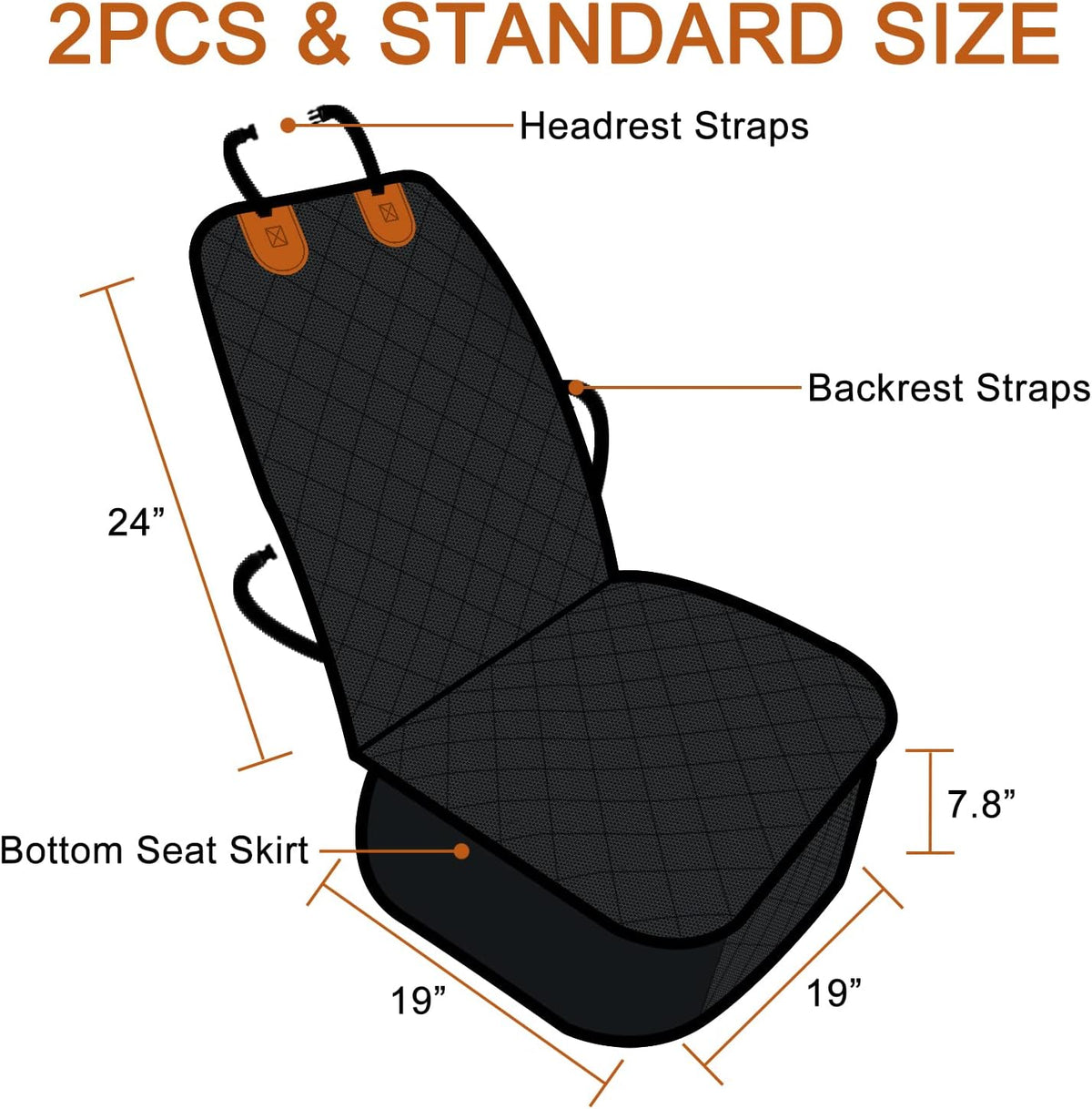 Paw Jamboree 2PCS Dog Car Front Seat Covers Scratch-Proof Pet Car Seat Cover Non-Slip Car Seat