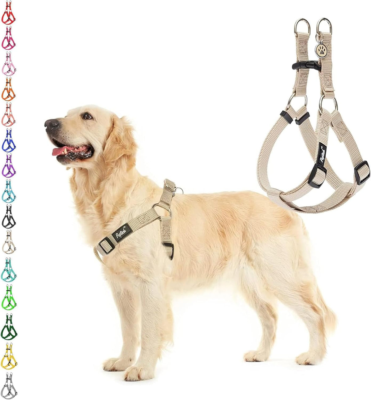 PUPTECK No Pull Dog Harness Soft Adjustable Basic Nylon Step in Puppy Vest Outdoor Walking with ID