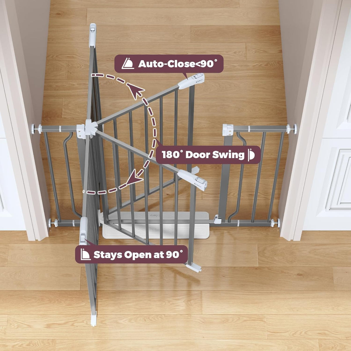 29"-40" Baby Gate for Stairs, Auto Close Stroller Friendly Dog Gate Indoor for Doorways, Pressure