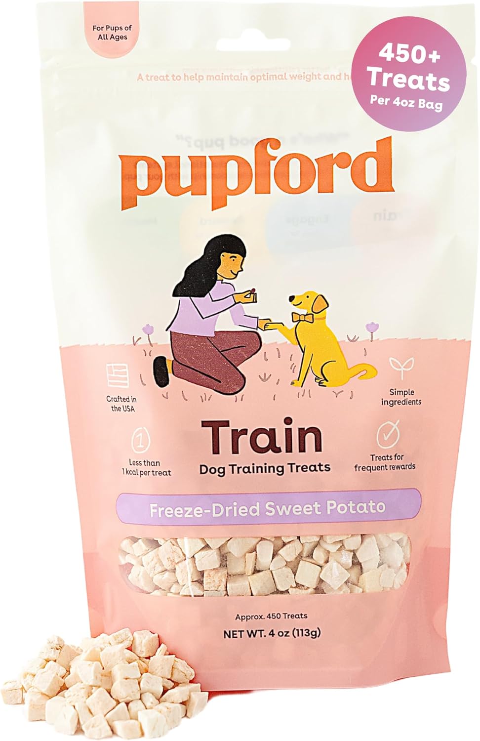 Pupford Freeze Dried Training Treats for Dogs & Puppies, 450+ One Ingredient Bites (Sweet Potato, 4