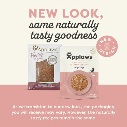 Applaws Natural Wet Cat Food in Gravy, Limited Ingredient Wet Cat Food Pouches, No Additives, Made