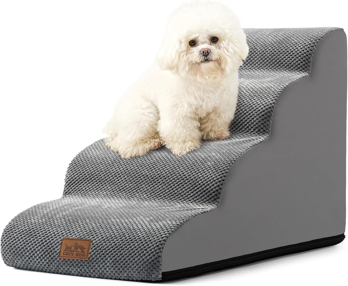 Dog Stairs for Small Dogs 19.7" H, Curved Dog Step for Puppy, Older or Cat, Medium Pet Ramp for