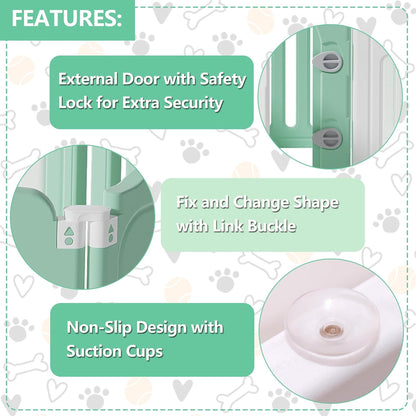 Foldable Dog Play Pen Indoors, Non-Slip Sturdy Puppy Playpen with Door, 25.5" H 10-Panel Adjustable