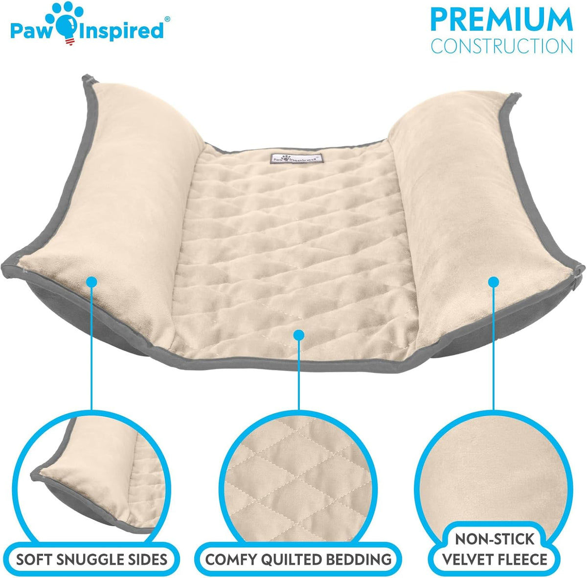 Paw Inspired Snuggle Bunny Bolster Bed for Rabbits, Cats, Dogs and Other Small Pets, Reversible