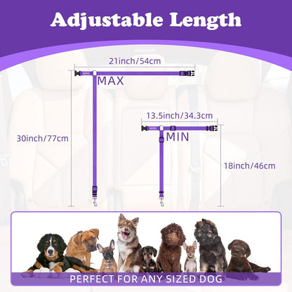 BWOGUE 2 Packs Dog Cat Safety Seat Belt Strap Car Headrest Restraint Adjustable Nylon Fabric Dog