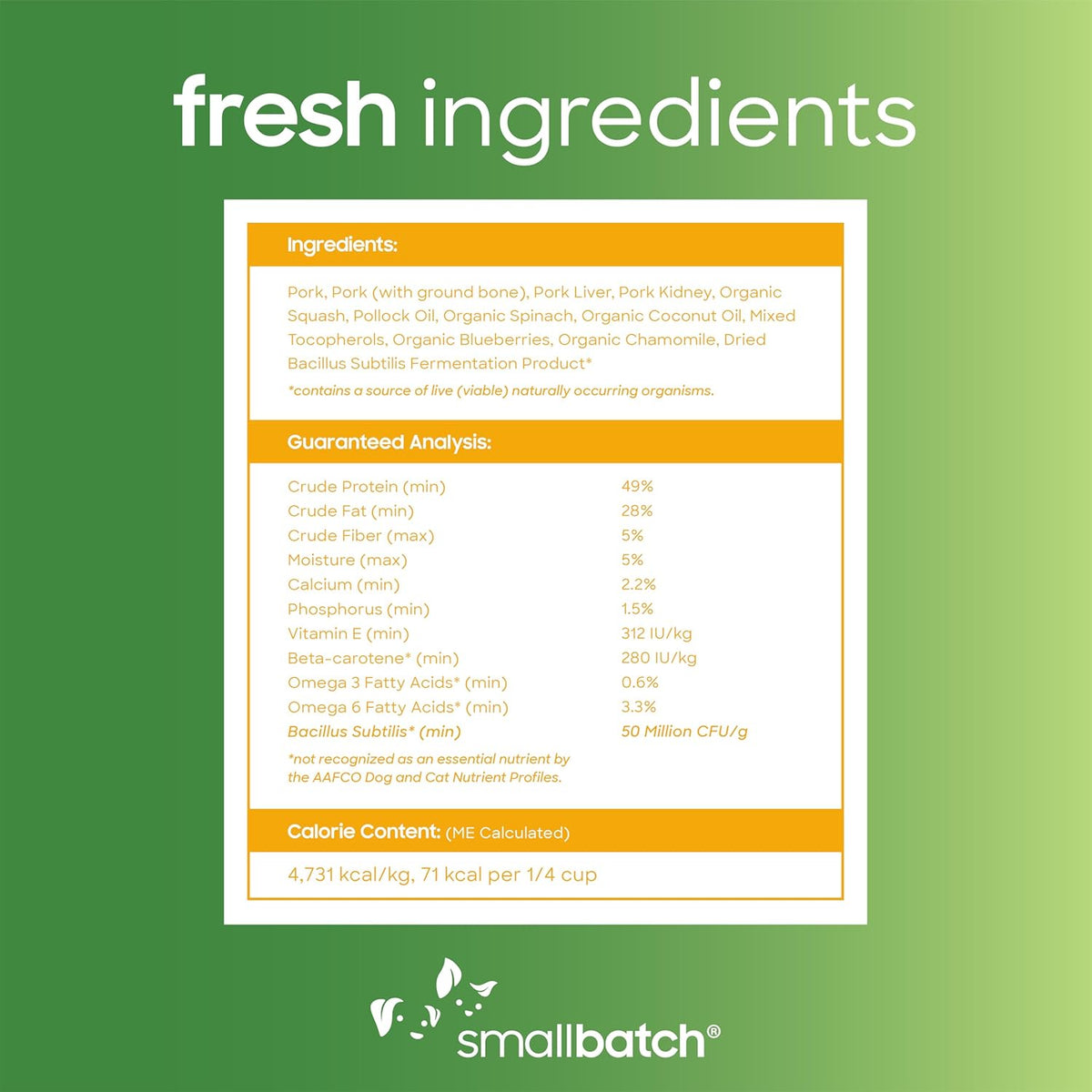smallbatch Freeze Dried Dog Treats, Superfood Food Topper Pork Bites for Dogs & Cats, Probiotics