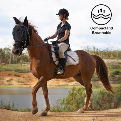 Horse Fly Mask with Ears, Comfortable Fit Stretch Fabric with UV Protection Soft on Skin