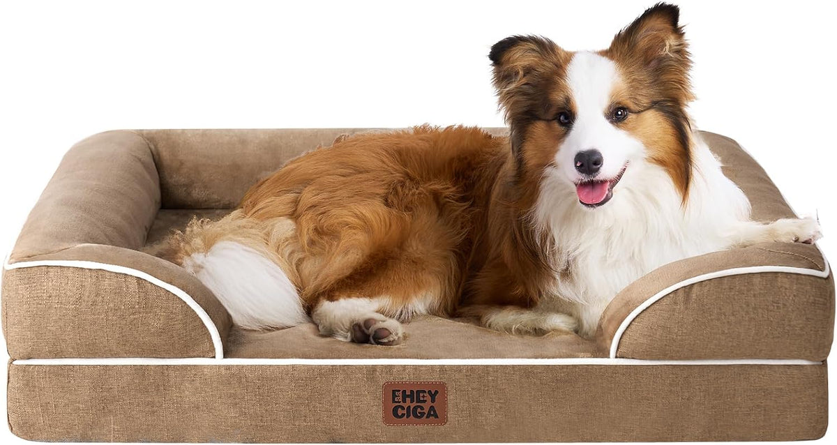 EHEYCIGA Orthopedic Dog Beds for Large Dogs, Waterproof Memory Foam Large Dog Bed with Sides