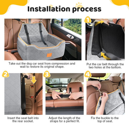 Dog Car Seat for Large/Medium Dog, Booster Seat for Dogs Under 55Lbs or 2 Small Puppy, Detachable