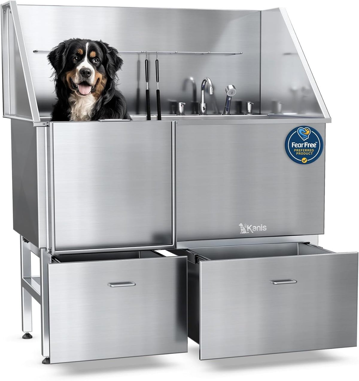 KANIS Professional Dog Washing Station - 304 Stainless Steel Pet Wash Sink & Grooming Bath Tub for