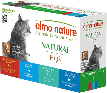 Almo Nature: HQS Natural Cat Pack 2 - (12) 2.47oz Can, Adult Cat Wet Canned Food - 3 Each: Atlantic