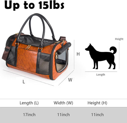 Dog Soft-Sided Carriers Pet Carrier for Small Dogs Cats, Fashion PU Leather Small Dog Carrier Pet