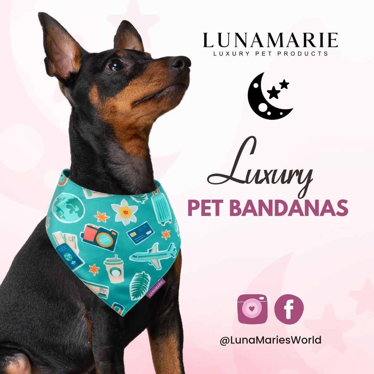 LunaMarie - Luxury Pet Birthday Bandanas -Premium & Silky Poly Fabric | 100% Handmade | Custom