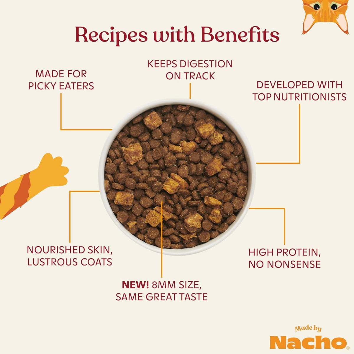 Made by Nacho Dry Cat Kibble 4lb Bag, High Protein Premium Cat Food with Freeze Dried Pieces