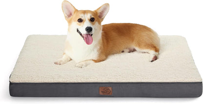 Bedsure Dog Bed Medium Size Dog - Orthopedic Flat Puppy Beds with Removable Washable Cover, Egg