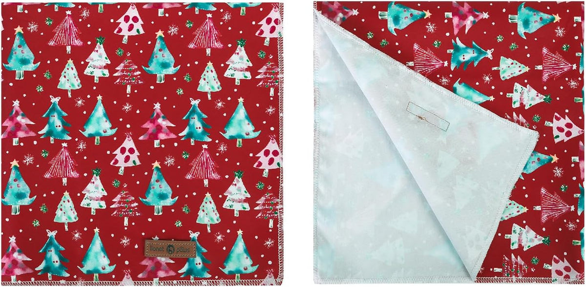 lionet paws Christmas Dog Bandana,Christmas Tree Fabric Dogs Kerchief for Small Medium Dogs,Dog