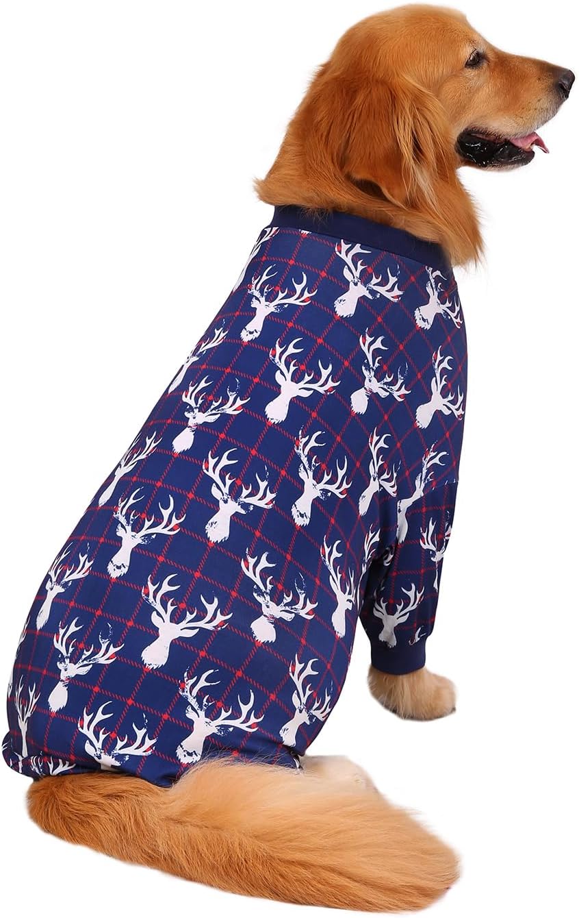 HDE Dog Pajamas One Piece Jammies Jumpsuit Pet Clothes Outfit Stretchy Lightweight Comfy Shirt Pjs