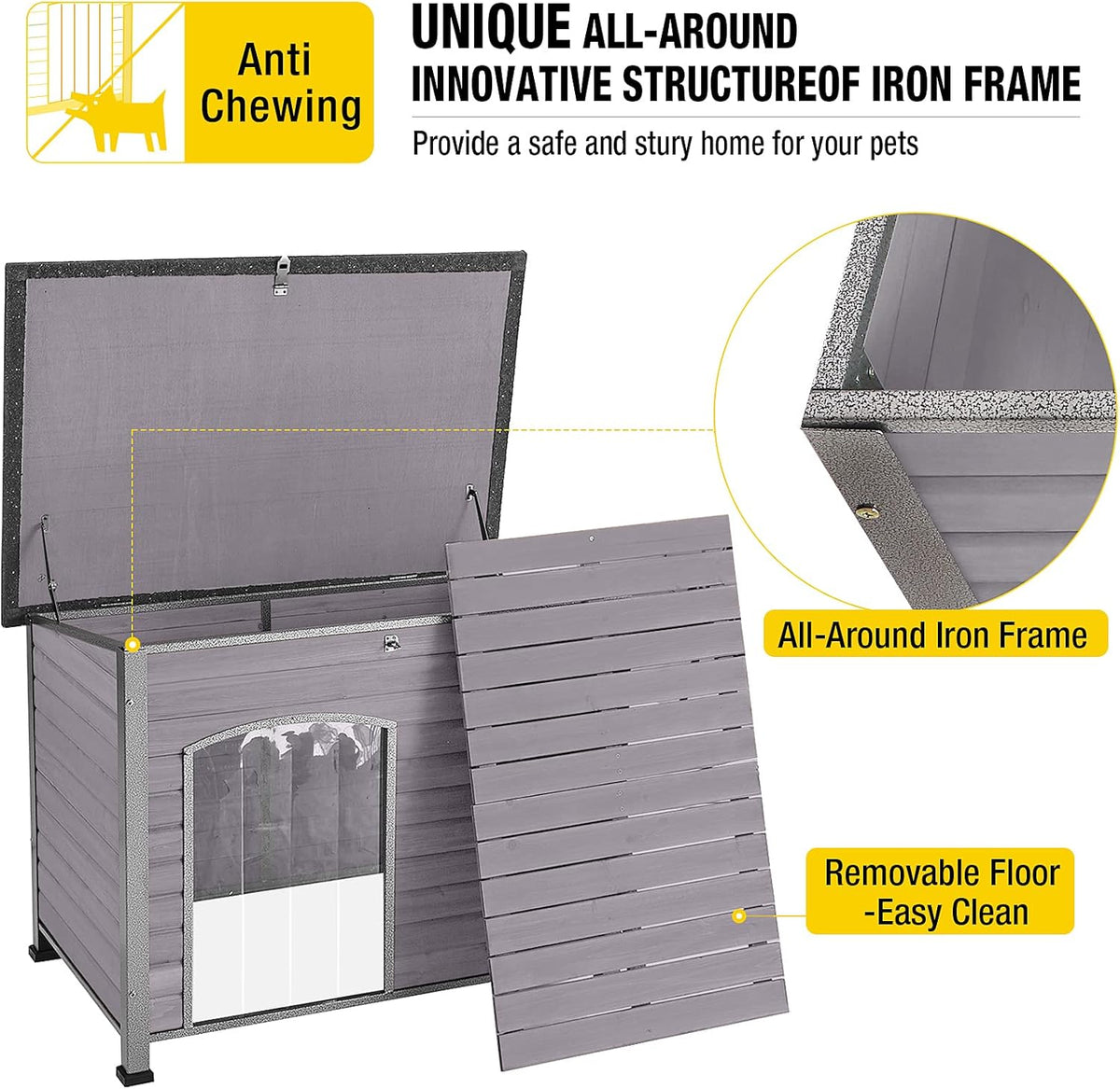 Aivituvin Large Dog House Outdoor Indoor Weatherproof Dog House for Small & Medium & Large Dogs