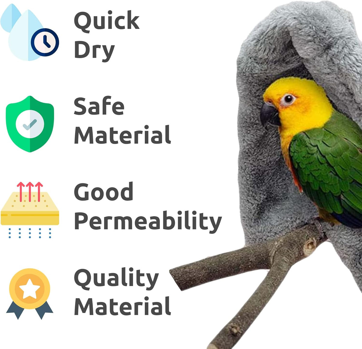 SIMENA Bird Blanket for Cage, Corner Fleece Bed for Birds, Cozy Bird Warmer, Parrot House for Cage
